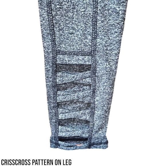 NWT SHOSHO SPORT Women's Charcoal Gray X pattern Full length Leggings Size XL - Picture 4 of 9